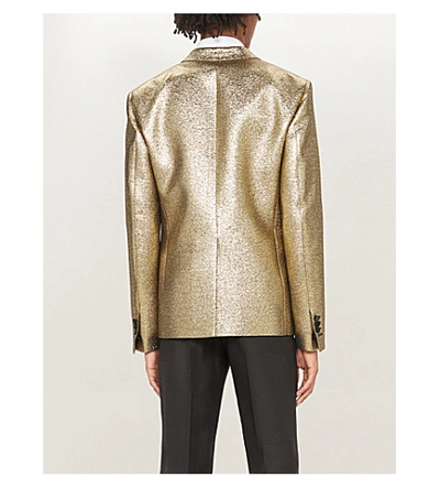 Shop Dsquared2 Regular-fit Metallic Woven Blazer In Gold