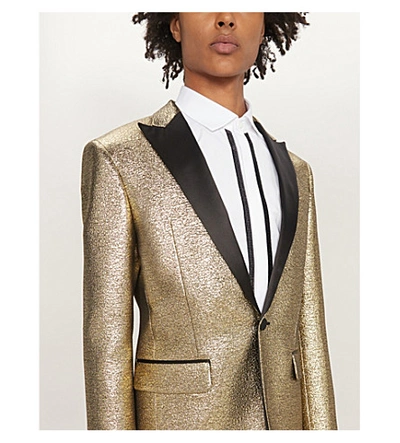 Shop Dsquared2 Regular-fit Metallic Woven Blazer In Gold