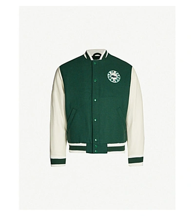 Lacoste X Golf Le Fleur* Wool-blend And Leather Bomber Jacket In Green/geode  | ModeSens