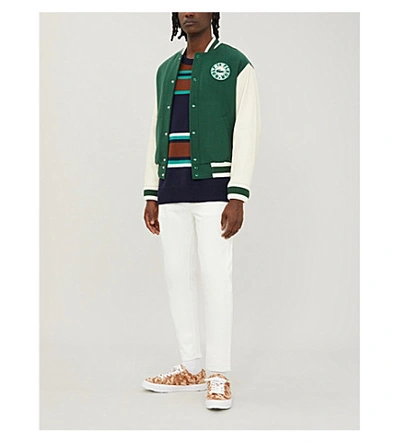 Lacoste X Golf Le Fleur* Wool-blend And Leather Bomber Jacket In  Green/geode | ModeSens