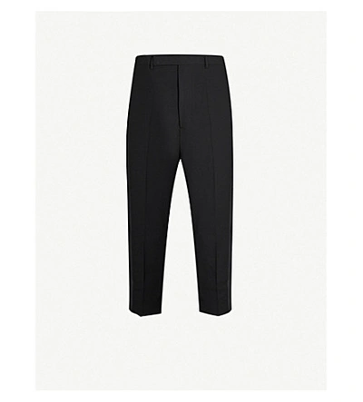 Shop Rick Owens Slim-fit Tapered Wool-blend Trousers In Black