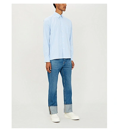 Shop Sandro Striped Regular-fit Cotton Shirt In Blue White