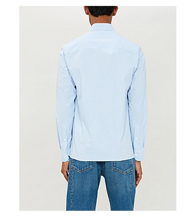 Shop Sandro Striped Regular-fit Cotton Shirt In Blue White