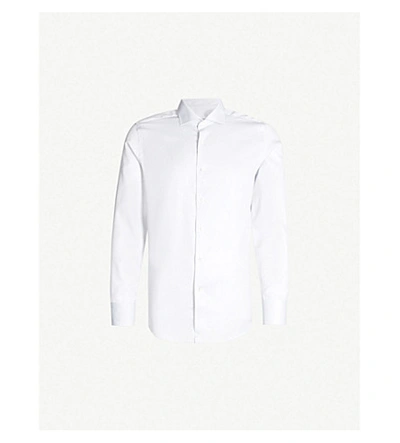 Shop Canali Regular-fit Cotton Shirt In Grey