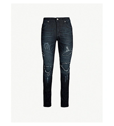 Shop Represent Biker Tapered Jeans In Indigo