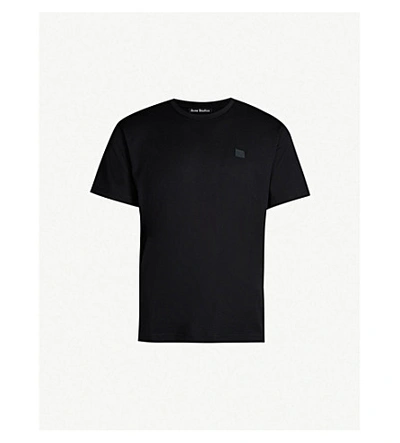 Shop Acne Studios Mens Black Nash Logo-patch Cotton-jersey T-shirt S