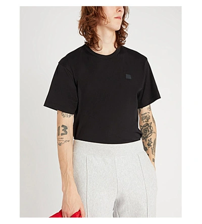 Shop Acne Studios Mens Black Nash Logo-patch Cotton-jersey T-shirt S
