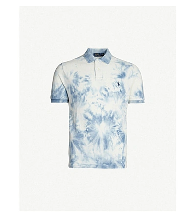 Shop Polo Ralph Lauren Tie-dye Slim-fit Cotton Polo Shirt In Washed Indigo