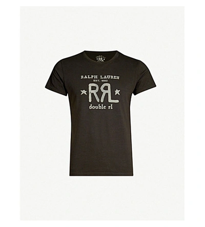 Shop Rrl Logo-print Cotton-jersey T-shirt In Faded Black Canvas