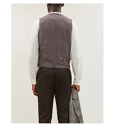 Shop Eleventy V-neck Stretch-cotton Waistcoat In Bordo