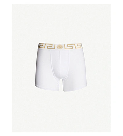 Shop Versace Mens White Iconic Stretch Cotton Trunks