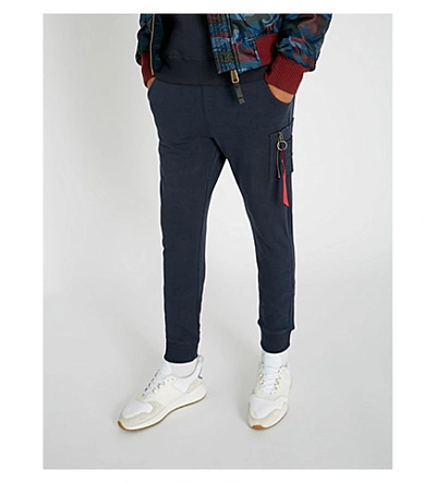 Shop Alpha Industries Skinny Cotton-jersey Jogging Bottoms In Repl. Blue