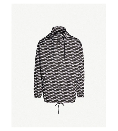 Shop Balenciaga Logo-print Shell Raincoat In Grey