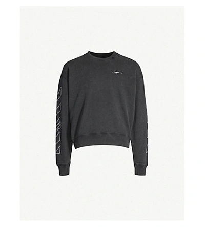 Shop Off-white Logo-print Cotton-jersey Sweatshirt In Black