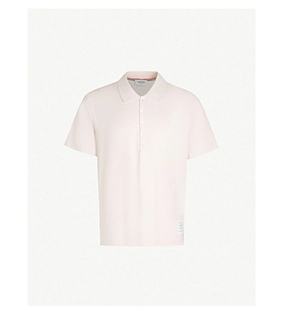 Shop Thom Browne Oversized Cotton-jersey Polo Shirt In Lt Pink
