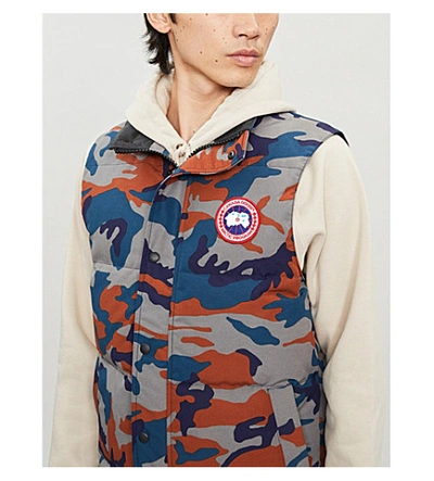 Shop Canada Goose Garson Camouflage-print Quilted Shell-down Gilet In Classic Camo/rust