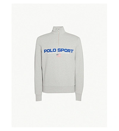 Shop Polo Ralph Lauren Polo Sport-print Cotton-blend Jersey Sweatshirt In Andover Heather