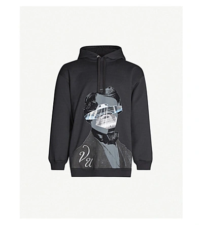 Shop Valentino X Undercover Graphic-print Cotton-blend Hoody In Black