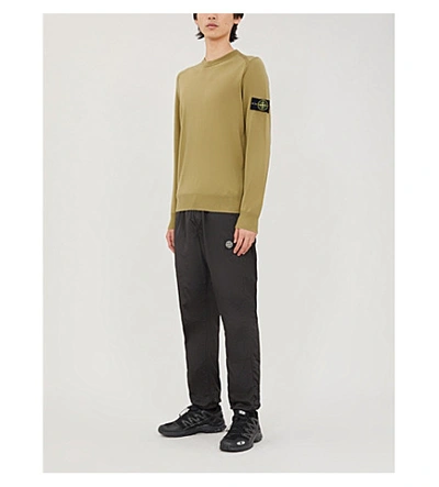 Shop Stone Island Logo-patch Long-sleeved Wool Jumper In Mustard