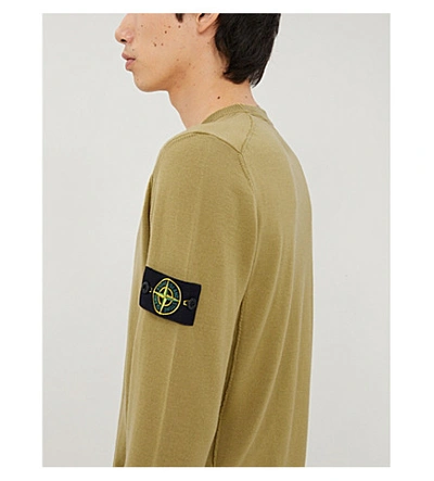 Shop Stone Island Logo-patch Long-sleeved Wool Jumper In Mustard