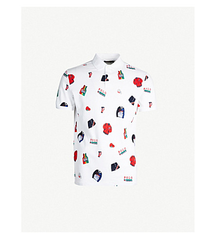 cotton mesh graphic polo shirt