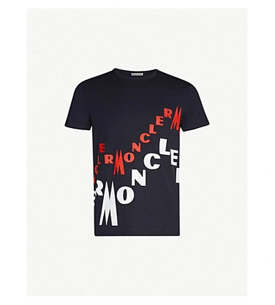 Shop Moncler Logo-print Cotton-jersey T-shirt In Navy