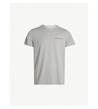 Shop Moncler Patch-pocket Cotton-jersey T-shirt In Grey