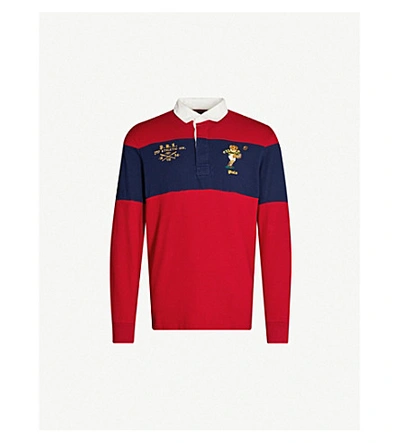 Shop Polo Ralph Lauren Logo-embroidered Cotton-jersey Polo Top In Red