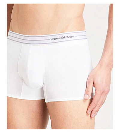 Shop Ermenegildo Zegna Core Slim-fit Stretch-cotton Trunks In White