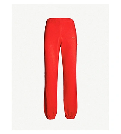Shop Off-white Logo-print Cotton-jersey Jogging Bottoms In Red Silver