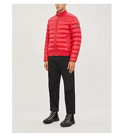 Shop Belstaff Quilted Shell-down Bomber Jacket In Red