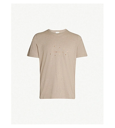 Shop Saint Laurent Logo Star-print Cotton-jersey T-shirt In Taupe