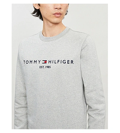 Shop Tommy Hilfiger Logo-embroidered Cotton-blend Sweatshirt In Grey