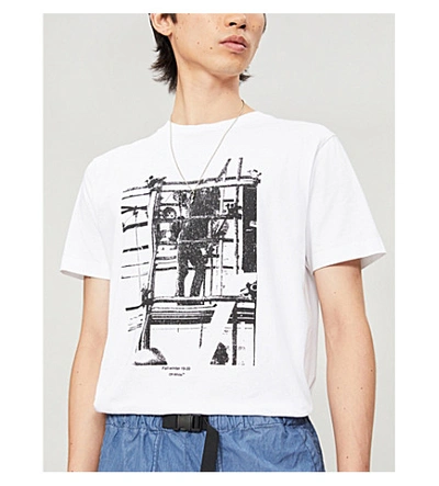 Shop Off-white Graphic-print Cotton-jersey T-shirt In White
