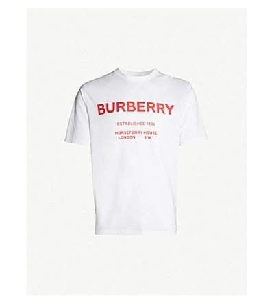 Shop Burberry Horseferry Logo-print Cotton-jersey T-shirt In White