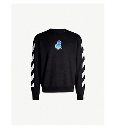Shop Off-white Graphic-print Cotton-jersey Sweatshirt In Black Multicolor