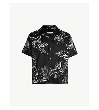 Shop Givenchy Icarus Hawaiian Regular-fit Cotton Shirt In Black