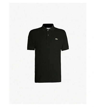 Shop Lacoste Logo-embroidered Cotton-piqué Polo Shirt In Black