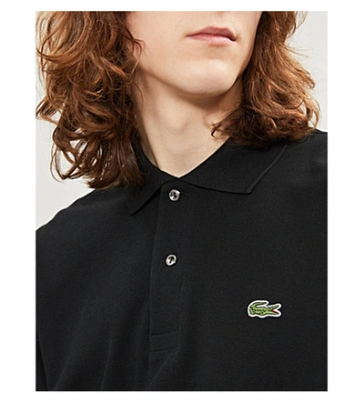 Shop Lacoste Logo-embroidered Cotton-piqué Polo Shirt In Black