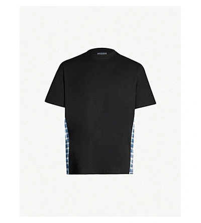 Shop Lanvin Checked Oversized Cotton-jersey T-shirt In Black