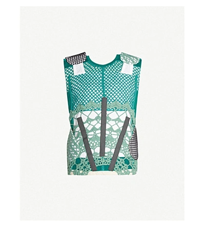 Shop Craig Green Crocheted Wool And Cotton-blend Gilet In Turquoise