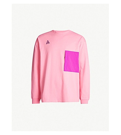 Shop Nike Patch-pocket Cotton Top In Pink