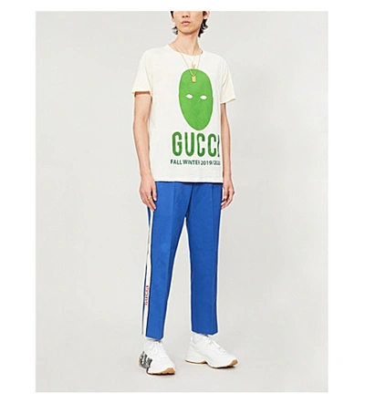 Shop Gucci Manifesto Mask-print Cotton-jersey T-shirt In White Green