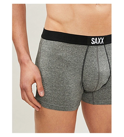 Shop Saxx Slim-fit Stretch-jersey Trunks In Grey