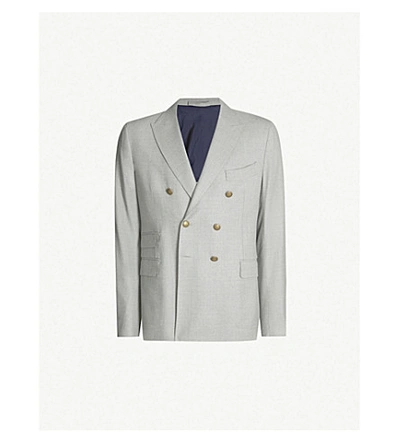 Shop Eleventy Regular-fit Double-breasted Wool Blazer In Grigio Chiaro Melange