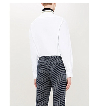 Shop Gucci Embroidered Collar Boxy-fit Cotton Shirt In White