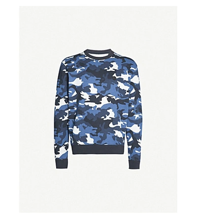 Shop The Kooples Camouflage-print Stretch-cotton Sweatshirt In Blux2