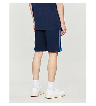 Shop Adidas Originals Logo-embroidered Cotton-jersey Shorts In Collegiate Navy