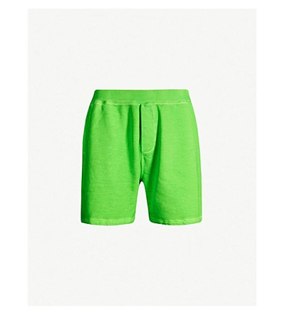 Shop Dsquared2 Icon Logo-print Cotton-jersey Shorts In Fluo Green