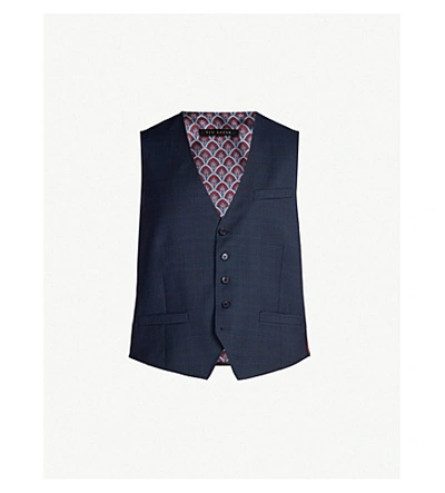 Shop Ted Baker Wasdebw Wool Waistcoat In Navy